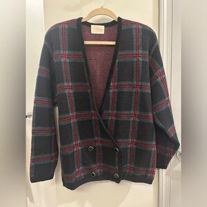 Vintage Pendleton Cardigan Sweater Women’s Large 100% Virgin Wool Plaid 4 Button